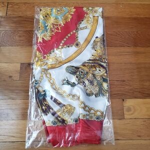 Red and Gold Patterned Scarf